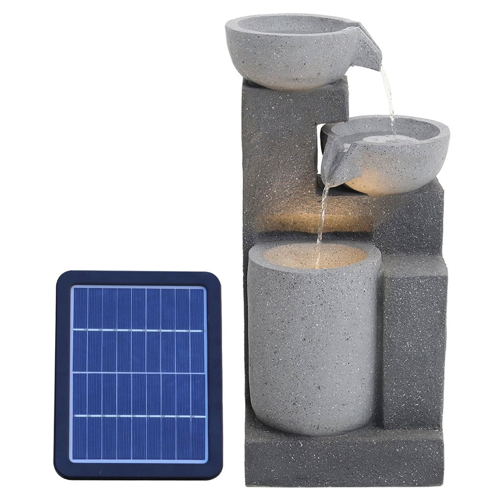 Garden Cascading Fountain Solar LED Light Rockfall Water Feature