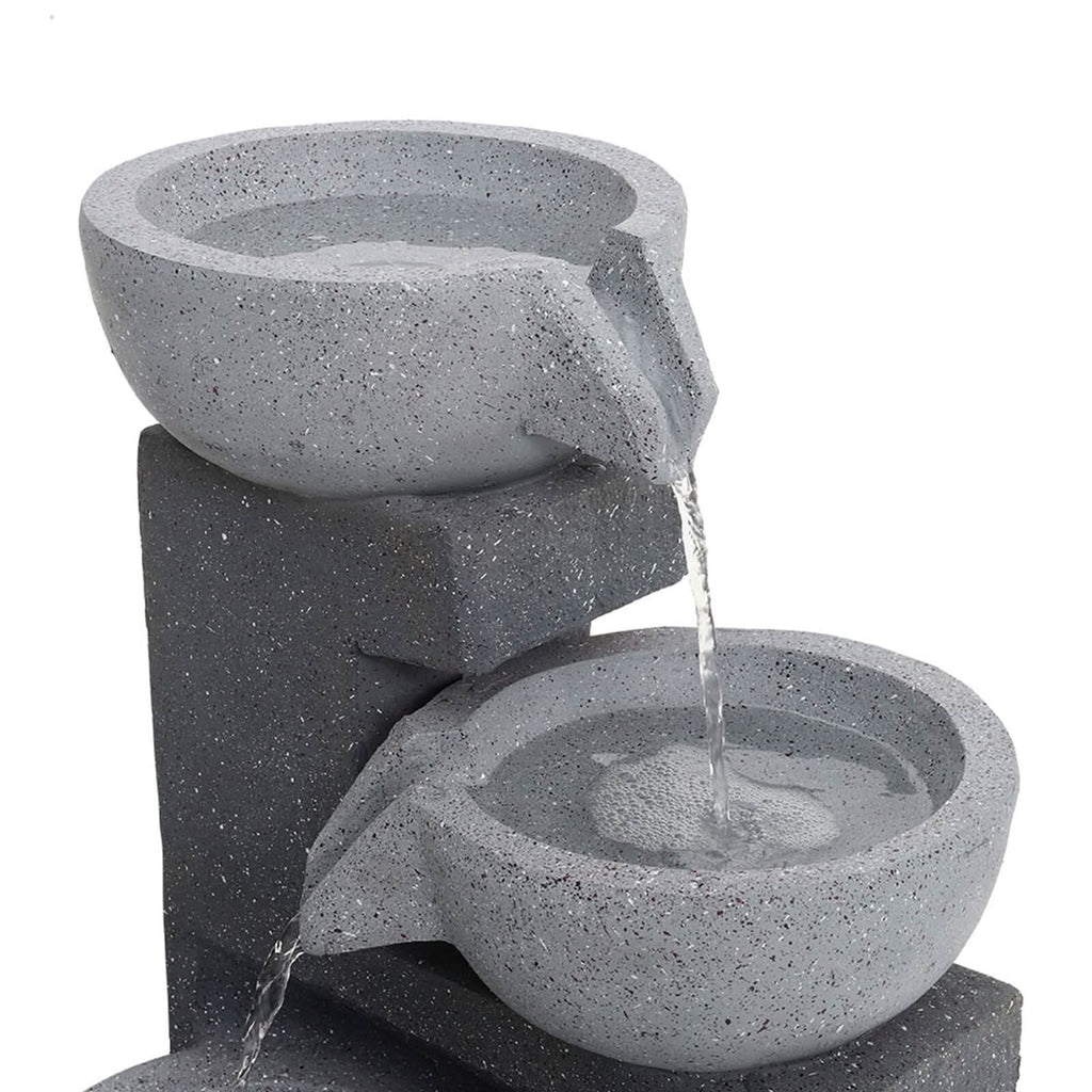 Garden Cascading Fountain Solar LED Light Rockfall Water Feature