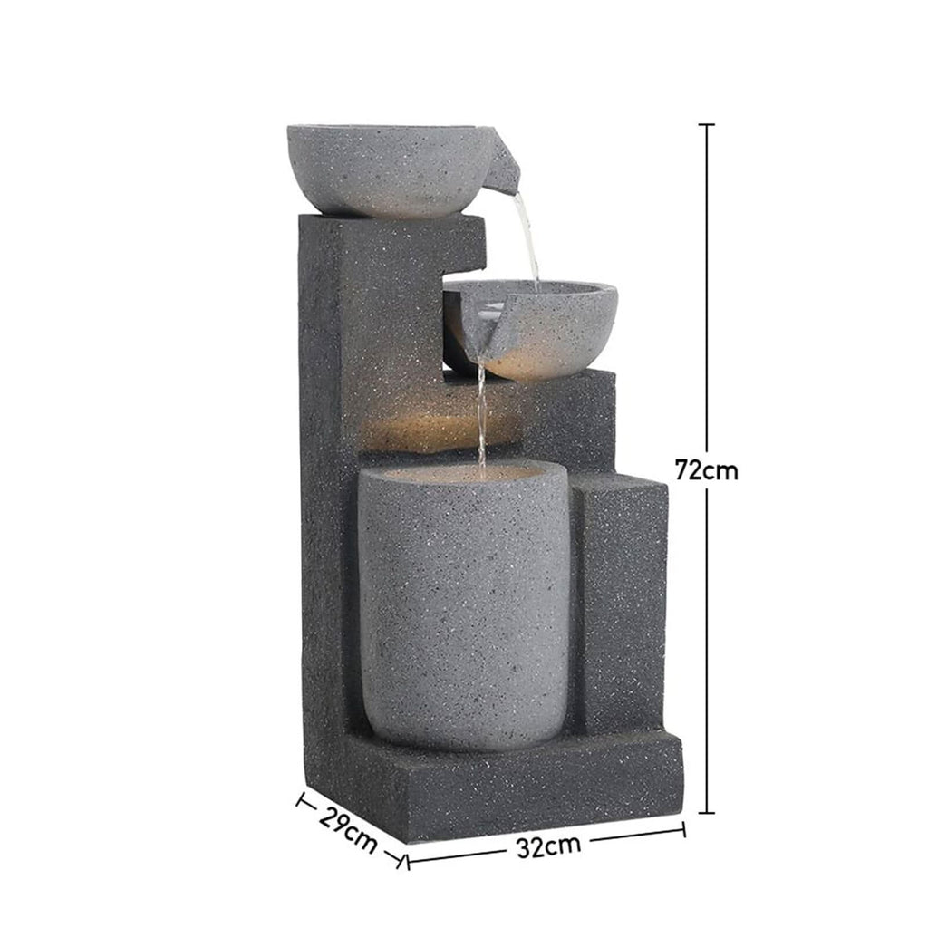 Garden Cascading Fountain Solar LED Light Rockfall Water Feature