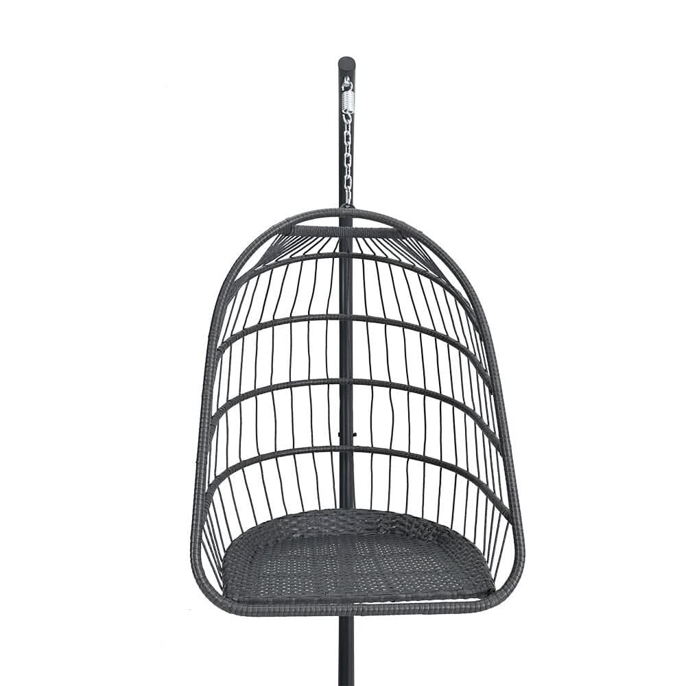 Black Rattan Patio Swing Chairs with Stand and Cushion