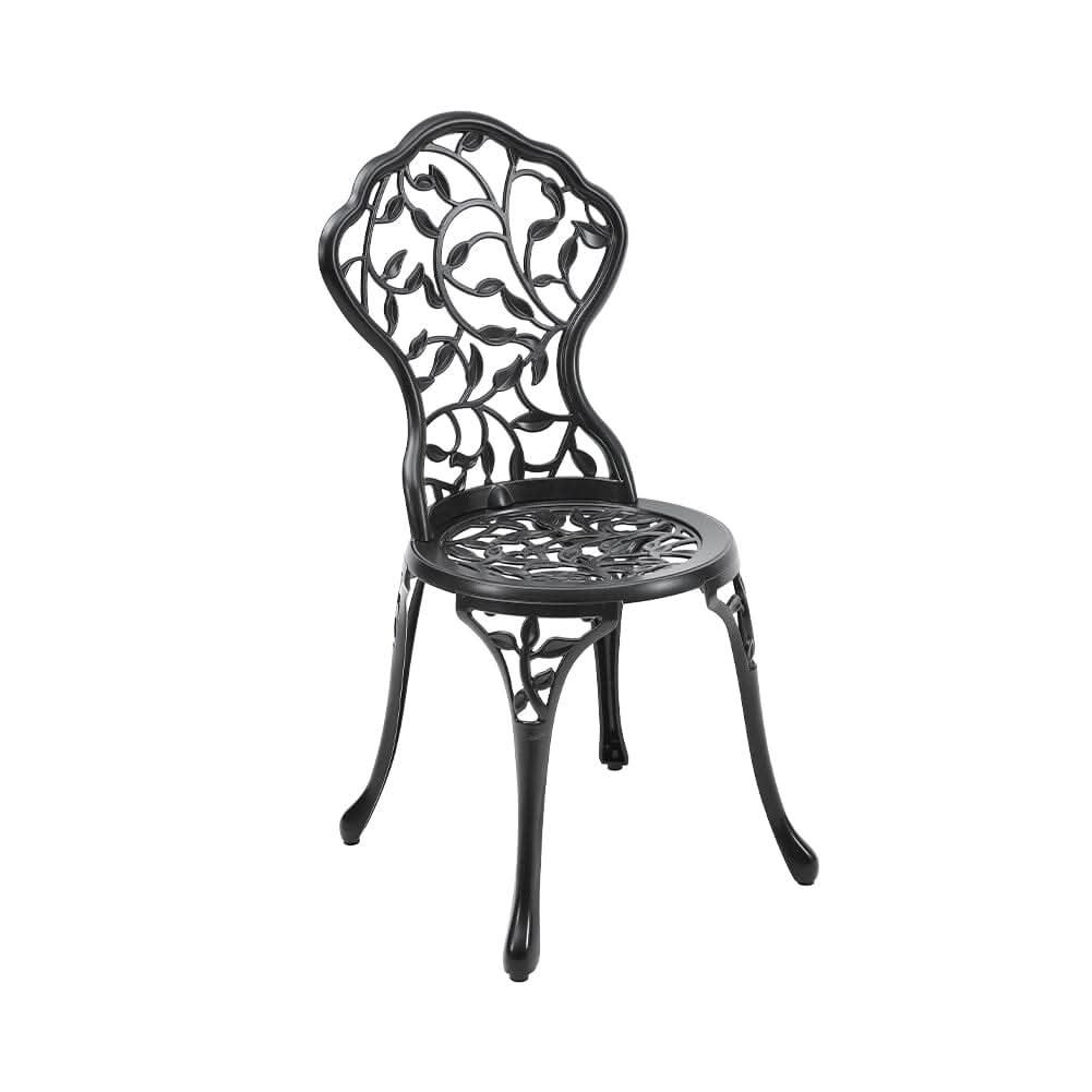 3pcs Black Cast Aluminum Bistro Table and Chairs Set