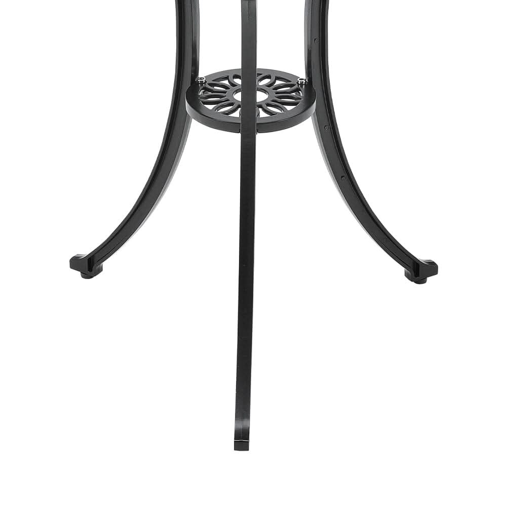 3pcs Black Cast Aluminum Bistro Table and Chairs Set