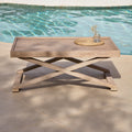 Akira Wooden Rectangular Garden Coffee Table - Brushed Light Acacia