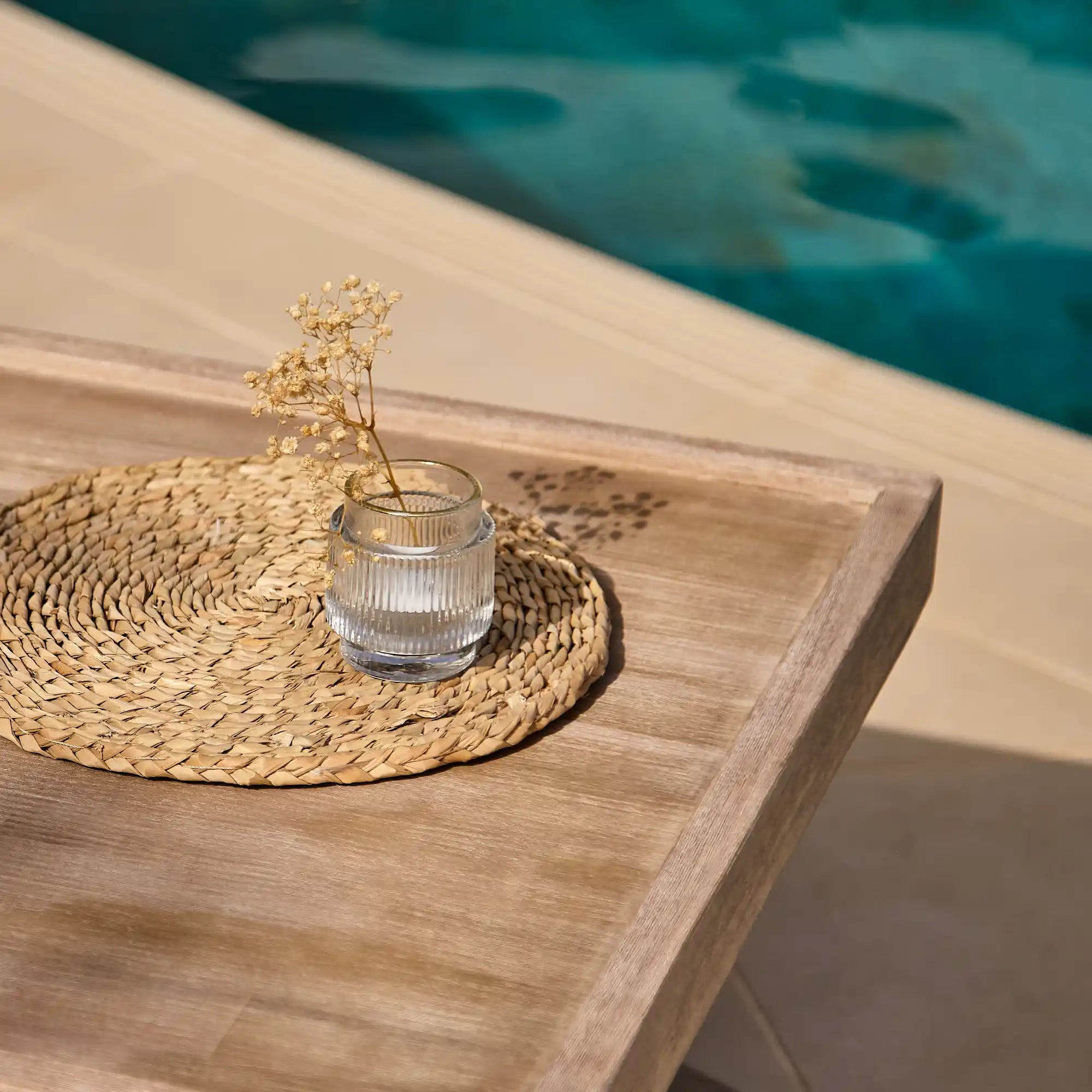 Akira Wooden Rectangular Garden Coffee Table - Brushed Light Acacia