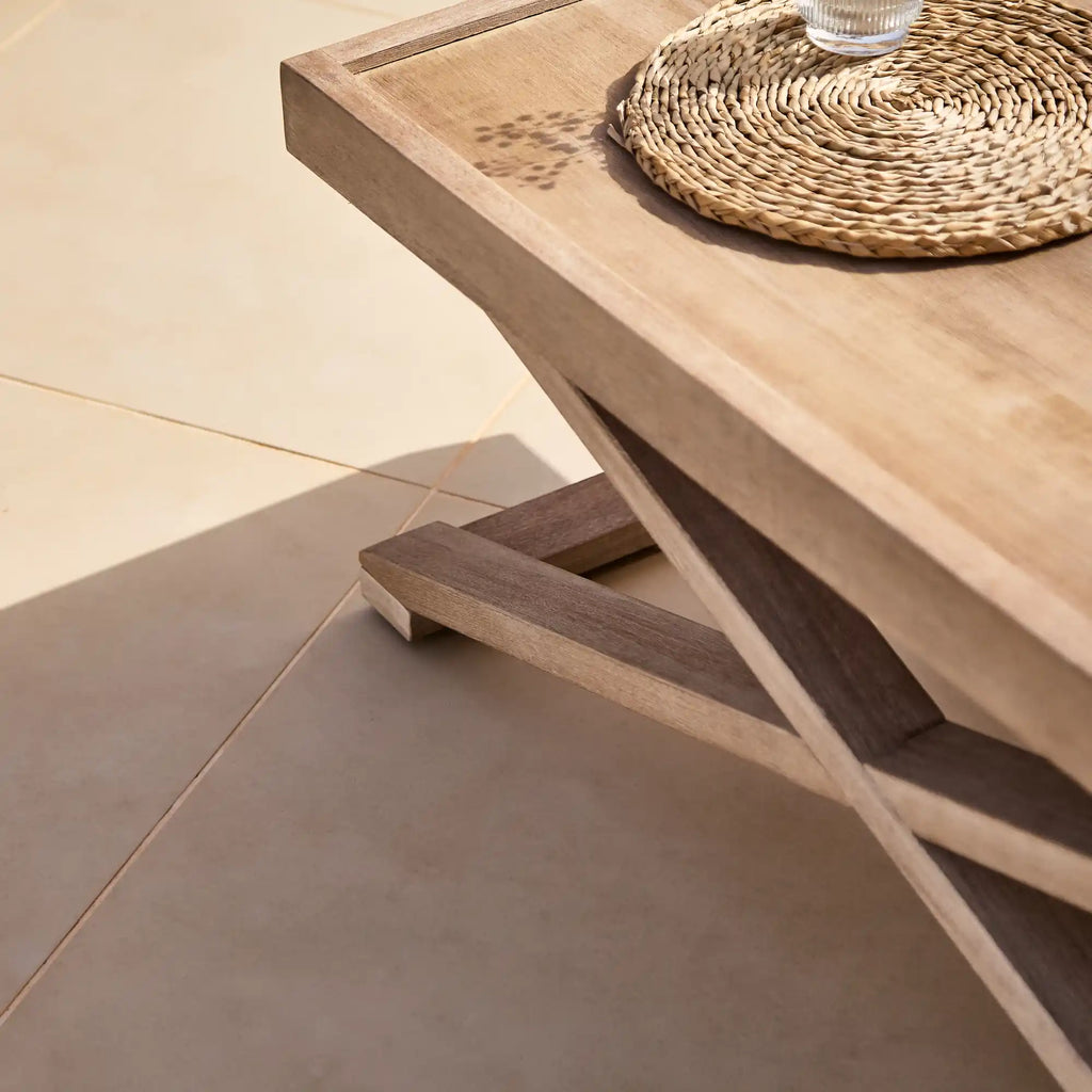 Akira Wooden Rectangular Garden Coffee Table - Brushed Light Acacia