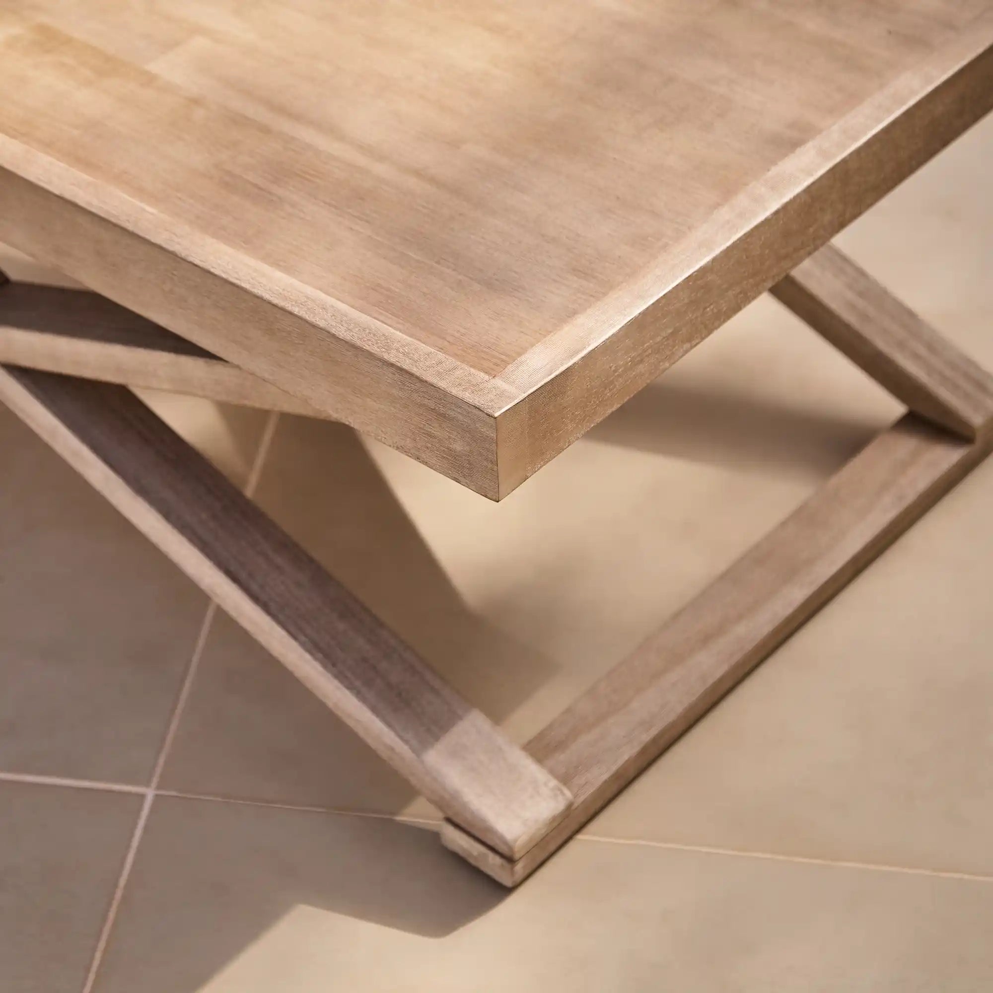 Akira Wooden Rectangular Garden Coffee Table - Brushed Light Acacia