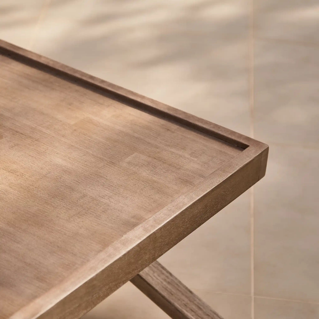 Akira Wooden Rectangular Garden Coffee Table - Brushed Light Acacia