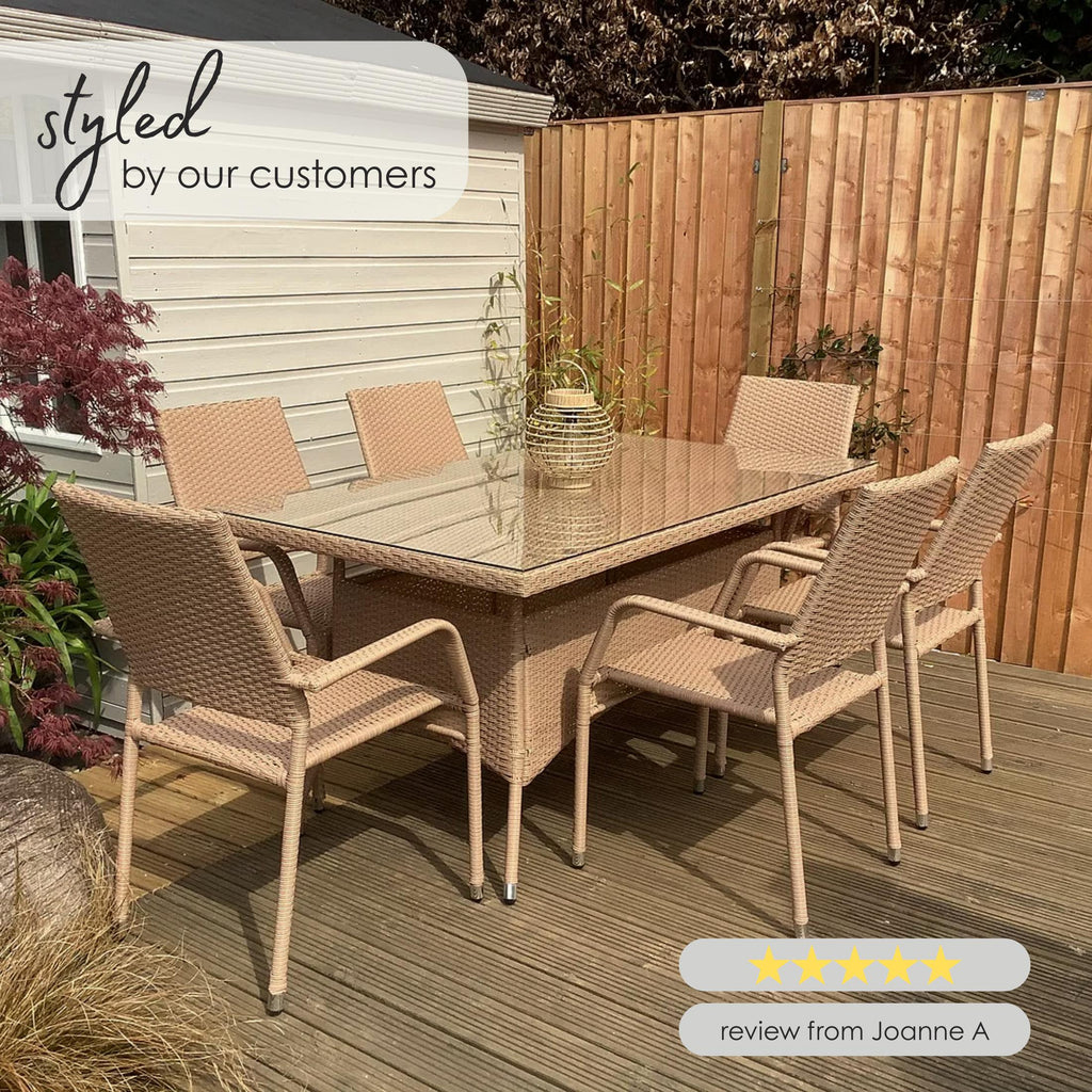 Antigua Beige Rattan 6 Seat Garden Dining Set