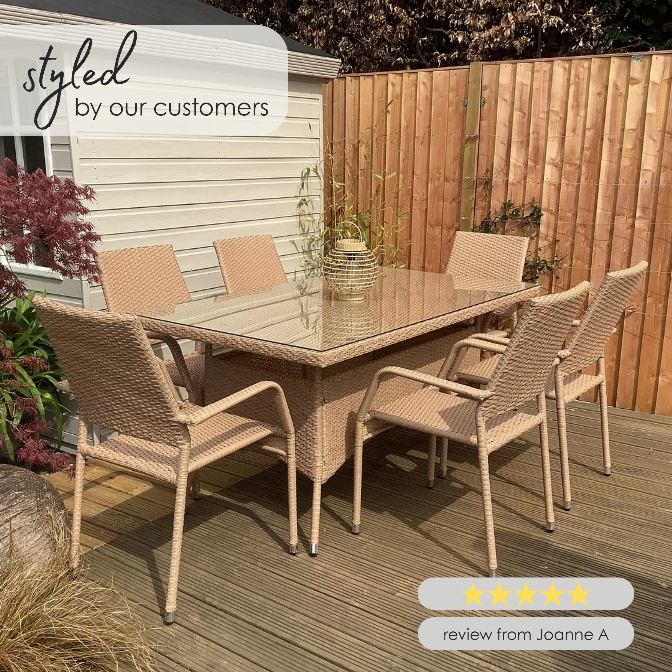 Antigua Beige Rattan 6 Seat Garden Dining Set