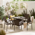 Antigua Brown Rattan 4 Seat Round Table Garden Dining Set