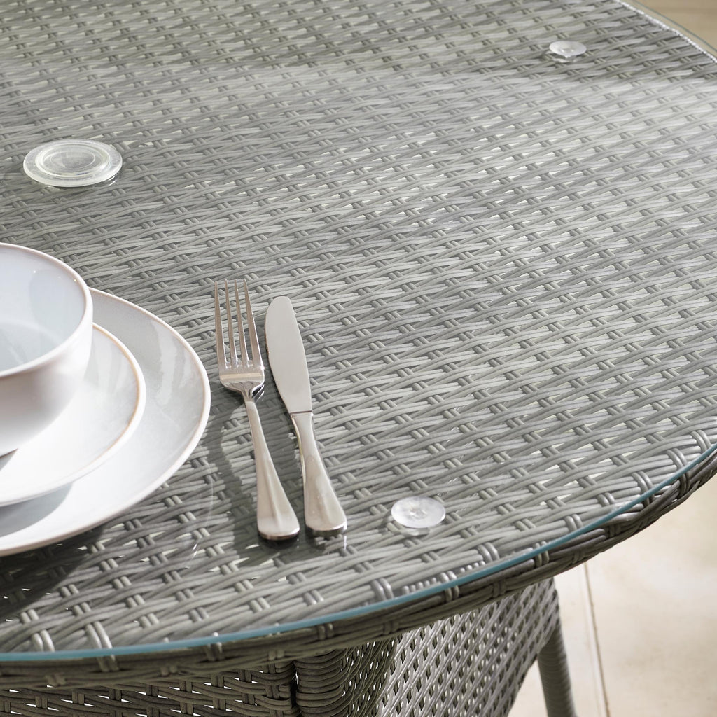 Antigua Grey Rattan 4 Seat Round Table Garden Dining Set