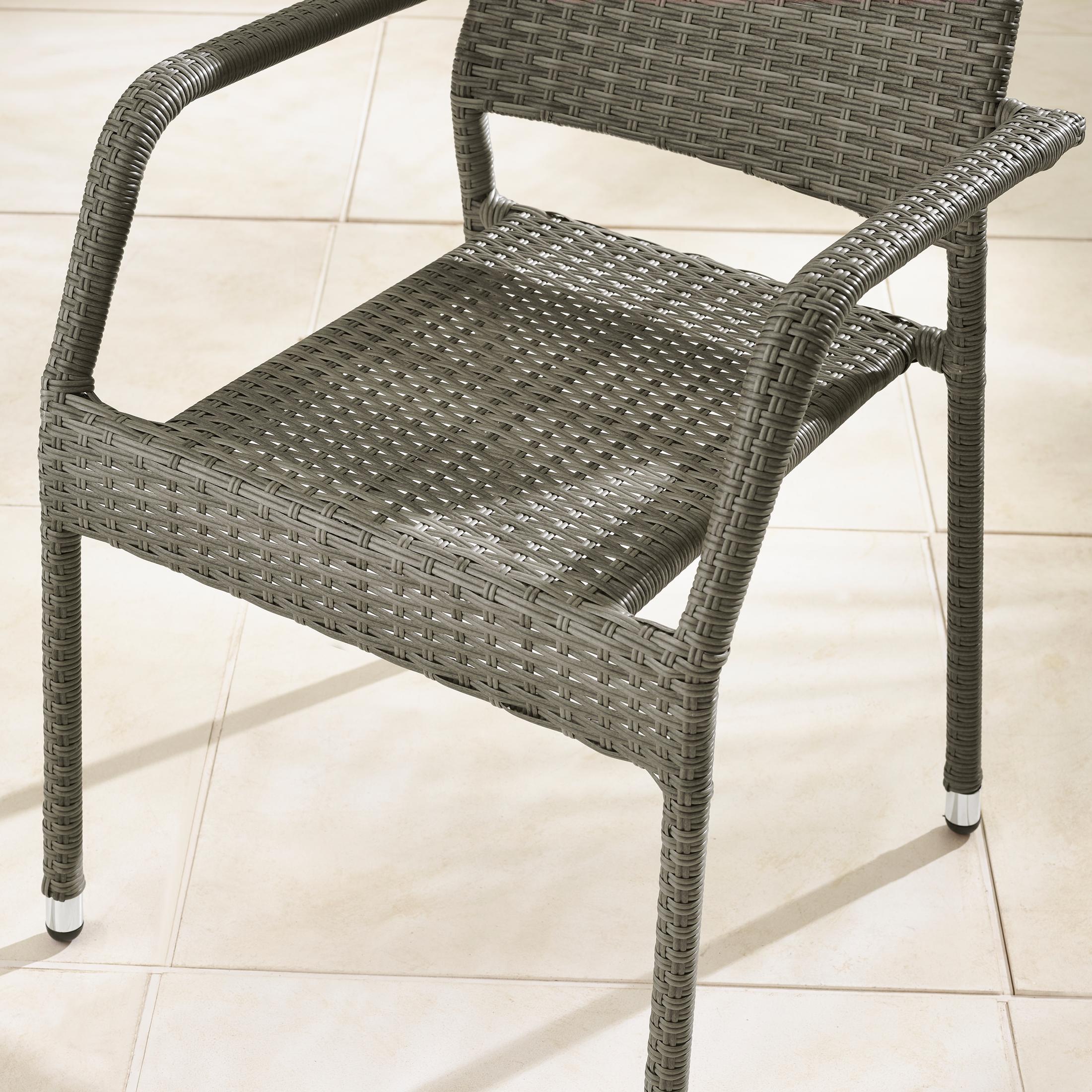 Antigua Grey Rattan 4 Seat Round Table Garden Dining Set
