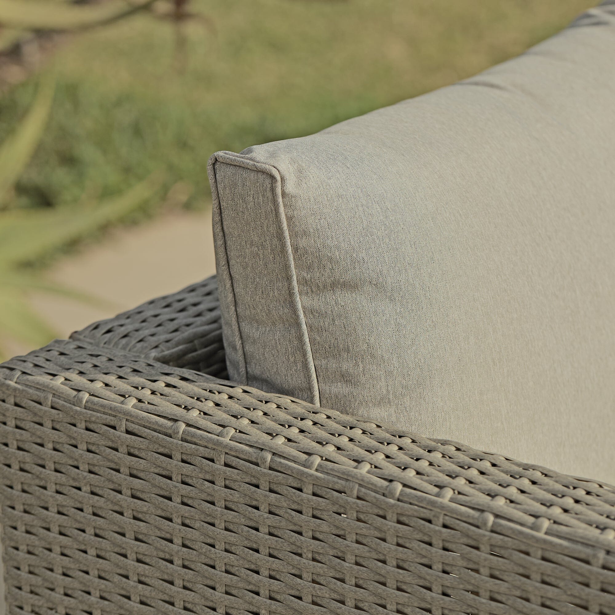 Aria 6 Seater Rattan Corner Sofa Garden Set with Raised Dining Coffee Table - Grey