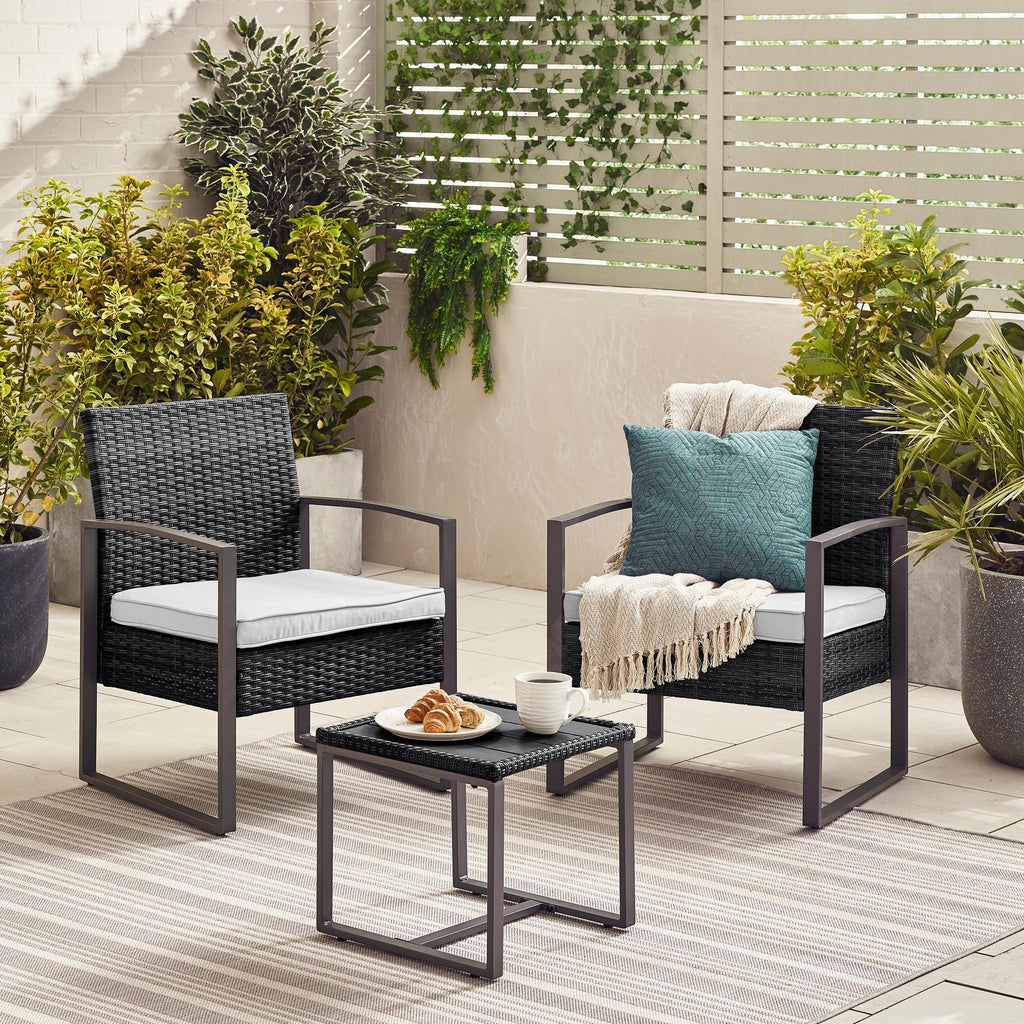 Algarve Black Rattan 2 Seat Garden Bistro Set