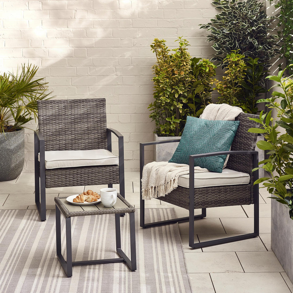 Algarve Grey Rattan 2 Seat Garden Bistro Set