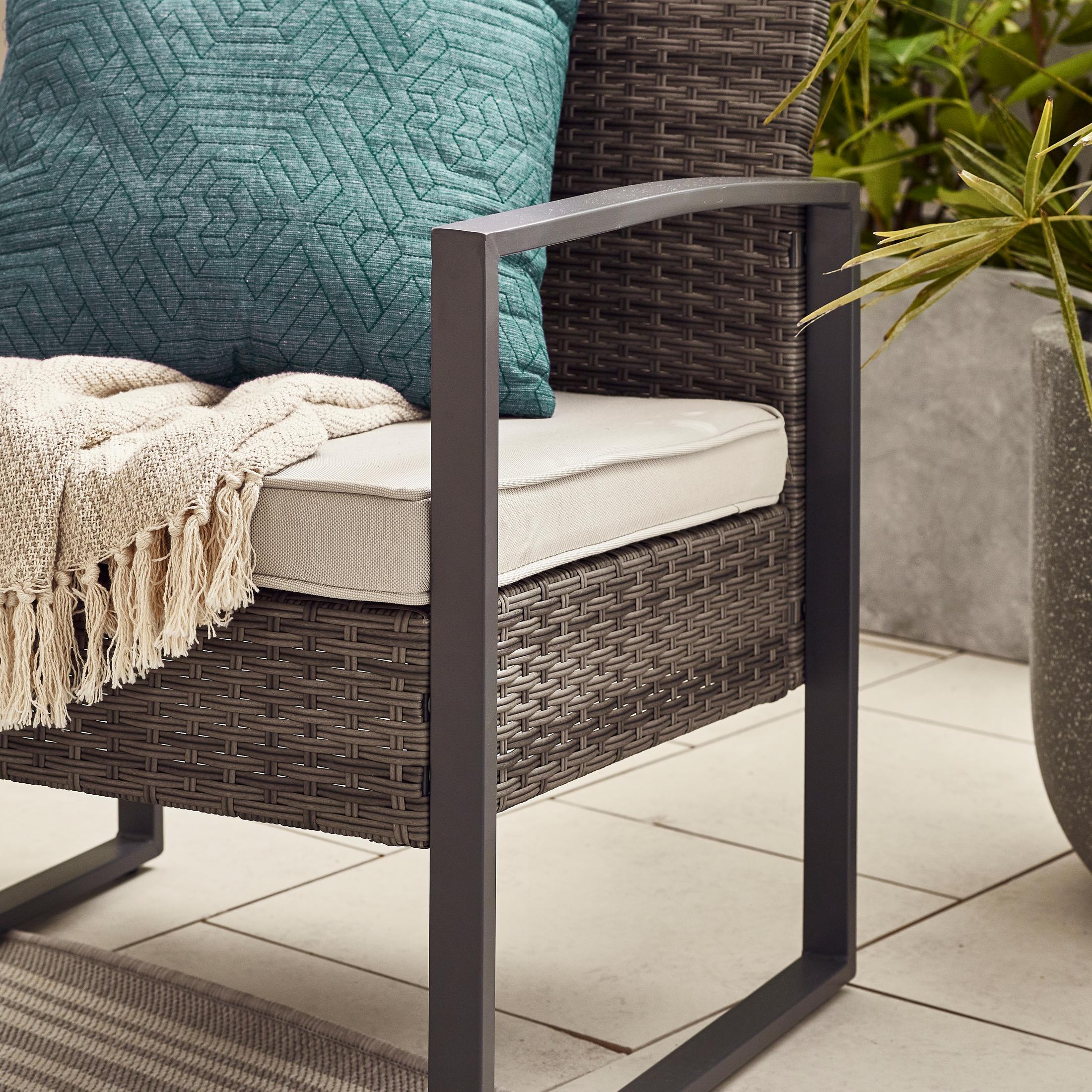 Algarve Grey Rattan 2 Seat Garden Bistro Set