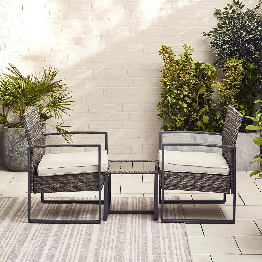 Algarve Grey Rattan 2 Seat Garden Bistro Set