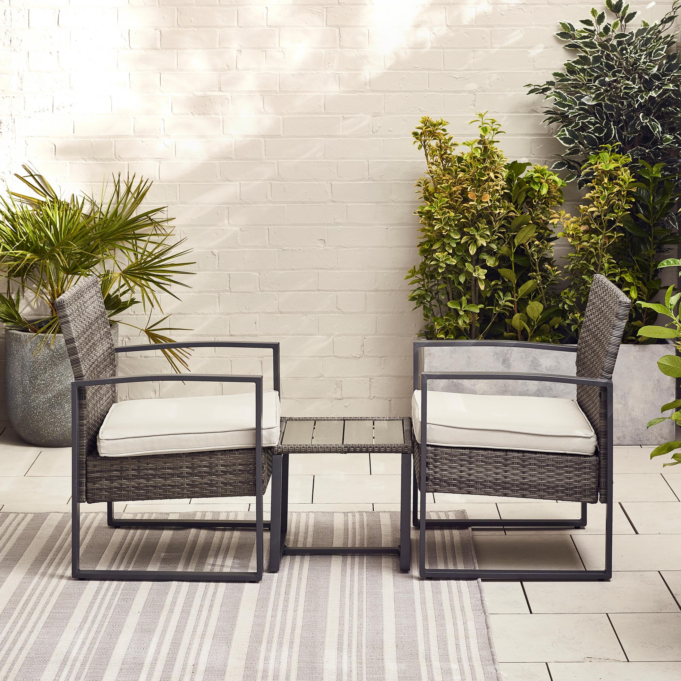 Algarve Grey Rattan 2 Seat Garden Bistro Set