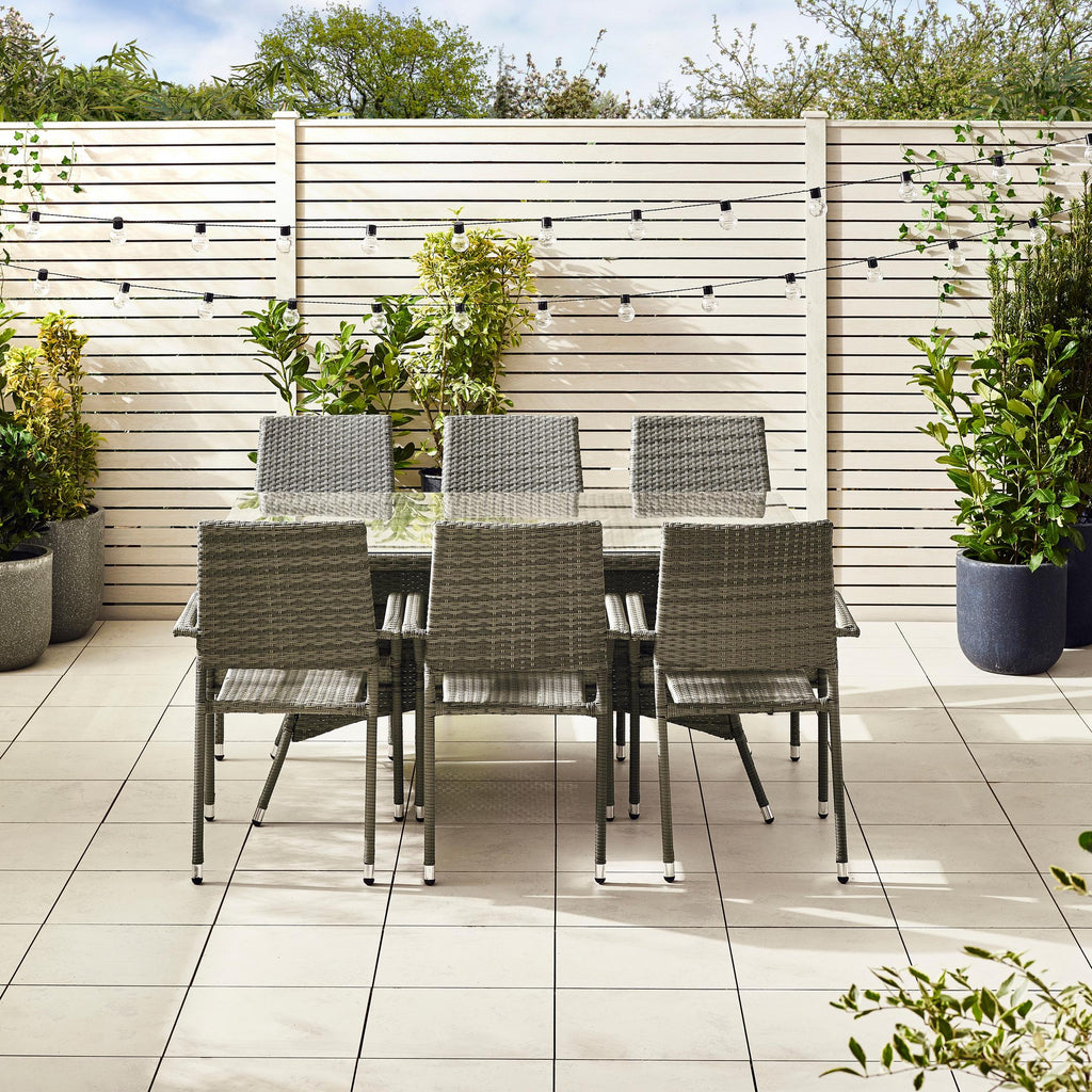Antigua Grey Rattan 6 Seat Garden Dining Set
