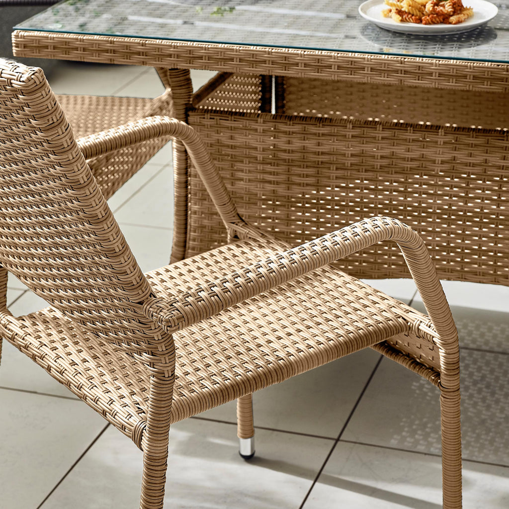 Antigua Beige Rattan 6 Seat Garden Dining Set