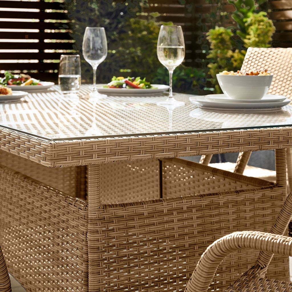 Antigua Beige Rattan 6 Seat Garden Dining Set