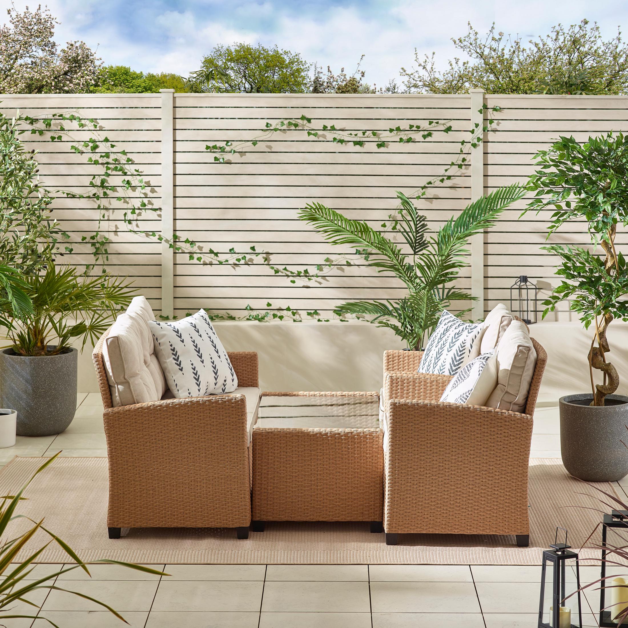 Arizona Beige Rattan 4 Seat Garden Sofa & Chairs Set