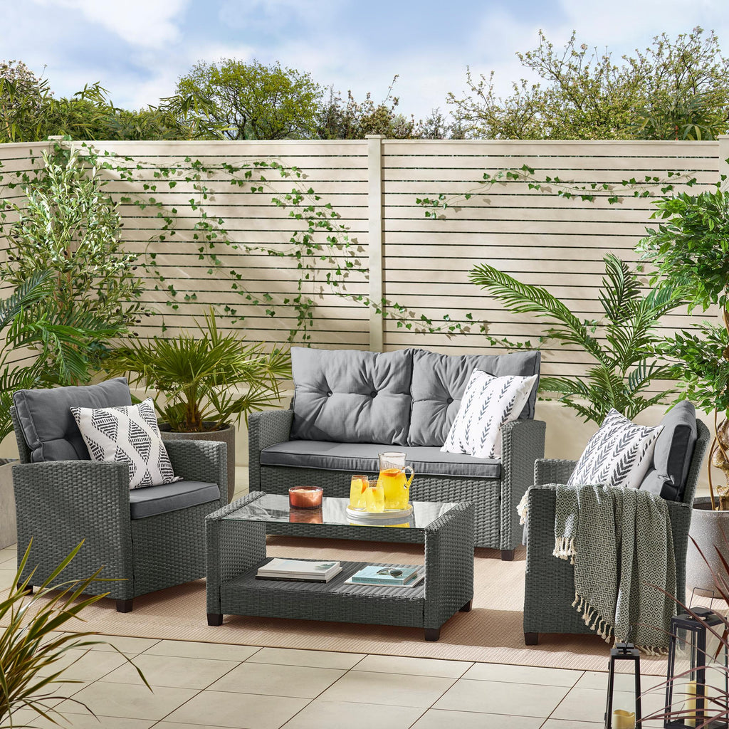 Arizona Grey Rattan 4 Seat Garden Sofa & Chairs Set