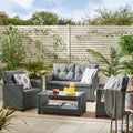 Arizona Grey Rattan 4 Seat Garden Sofa & Chairs Set