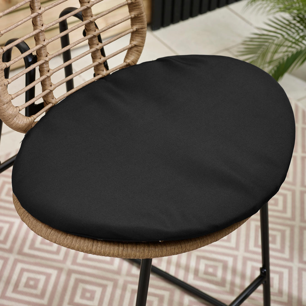 Belize Beige Rattan & Black 2 Seat Garden Bar Table Set