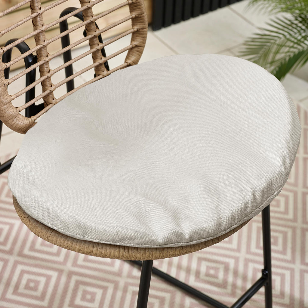 Belize Beige Rattan & Cream 2 Seat Garden Bar Table Set