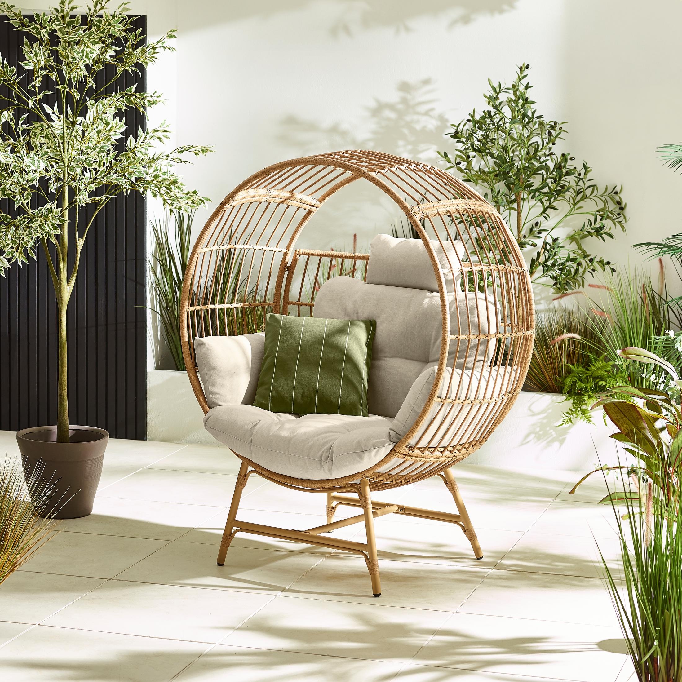 Boca Beige Rattan & Cream Cocoon Garden Egg Chair