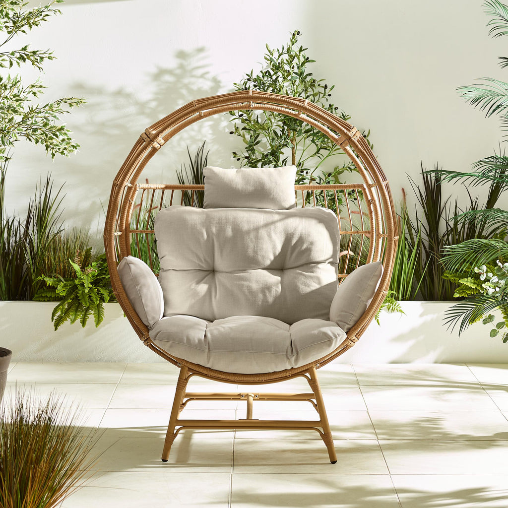 Boca Beige Rattan & Cream Cocoon Garden Egg Chair