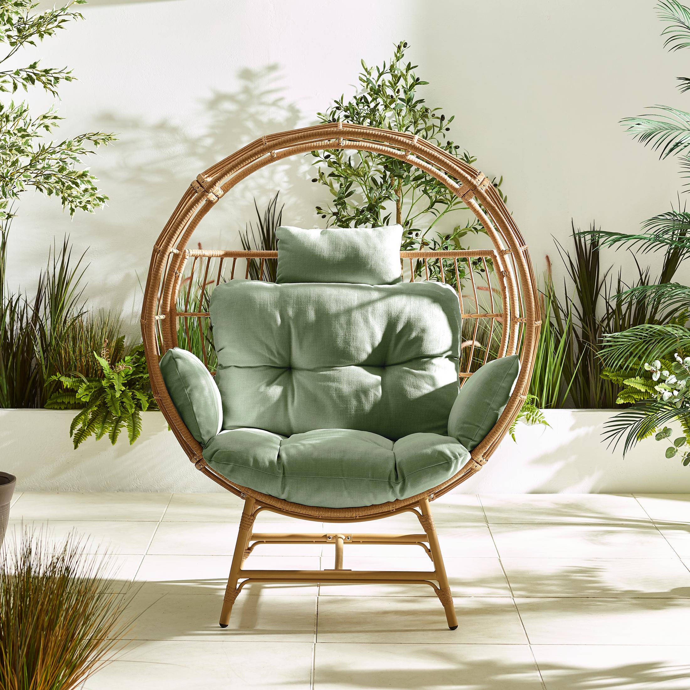 Boca Beige Rattan & Green Cocoon Garden Egg Chair