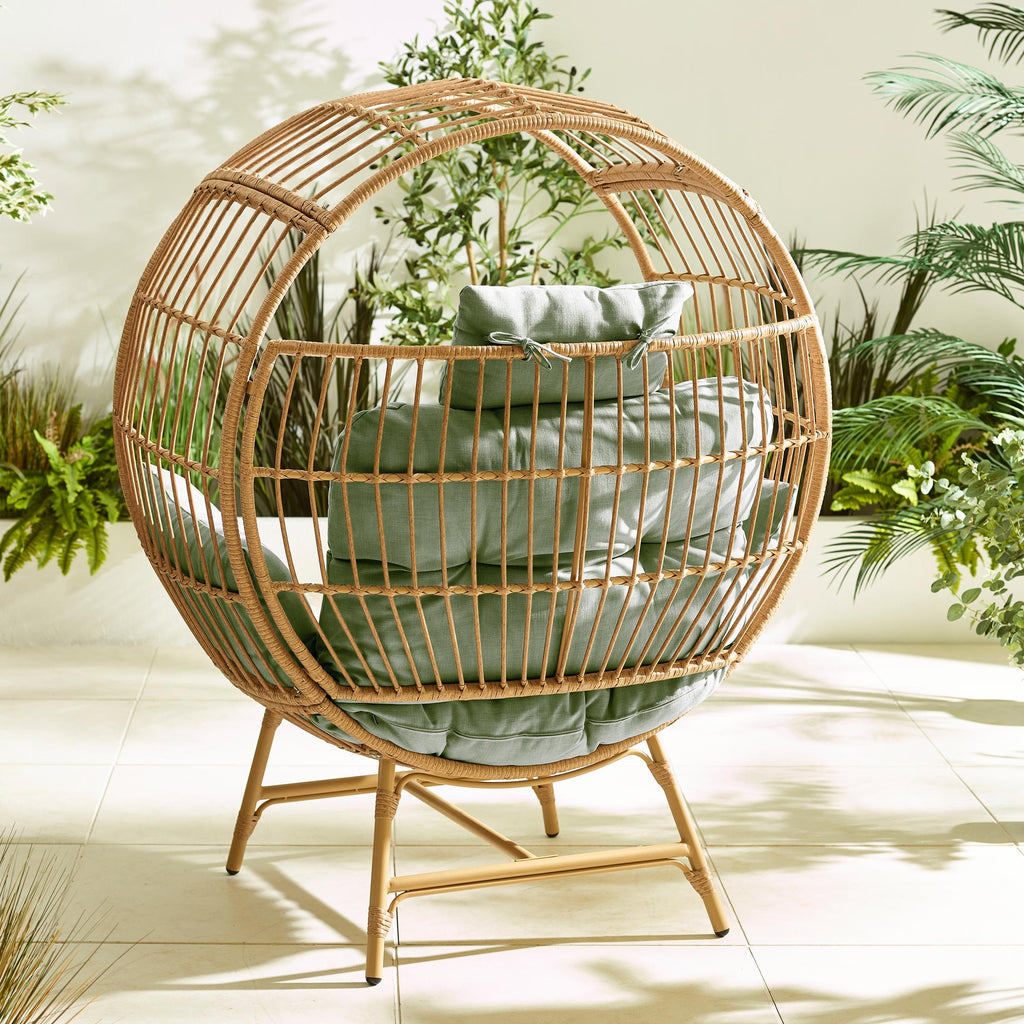 Boca Beige Rattan & Green Cocoon Garden Egg Chair