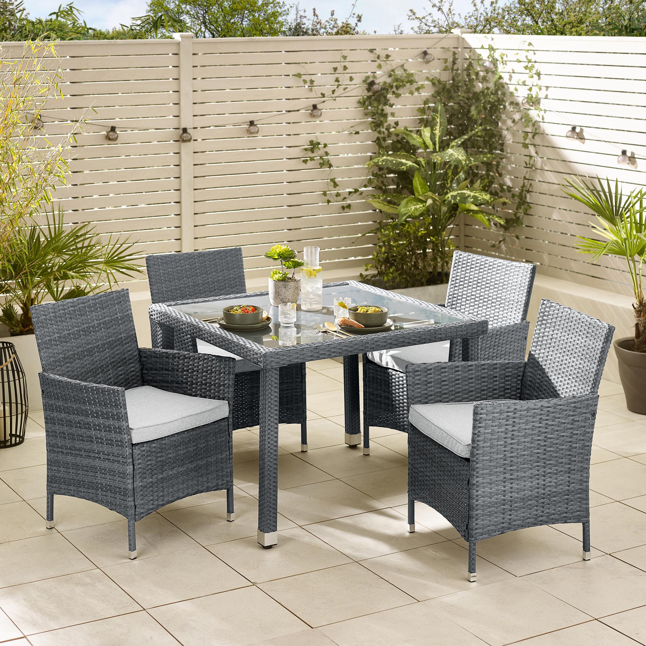 Barbados Grey Rattan 4 Seat Garden Dining Set