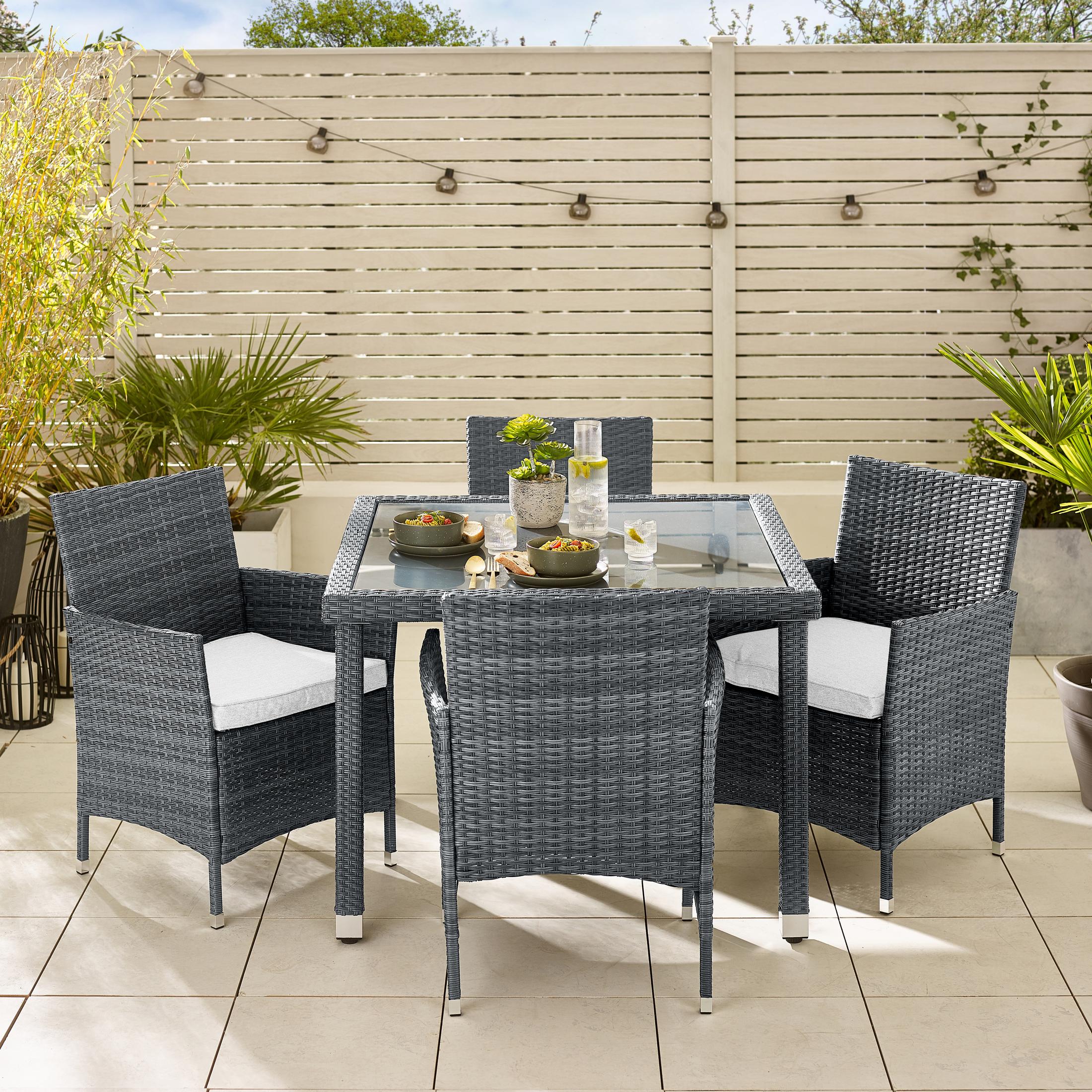 Barbados Grey Rattan 4 Seat Garden Dining Set