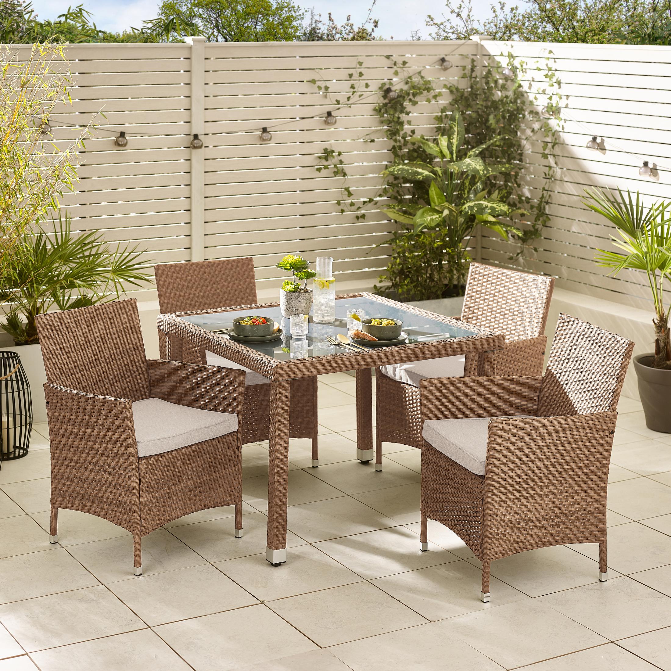 Barbados Beige Rattan 4 Seat Garden Dining Set