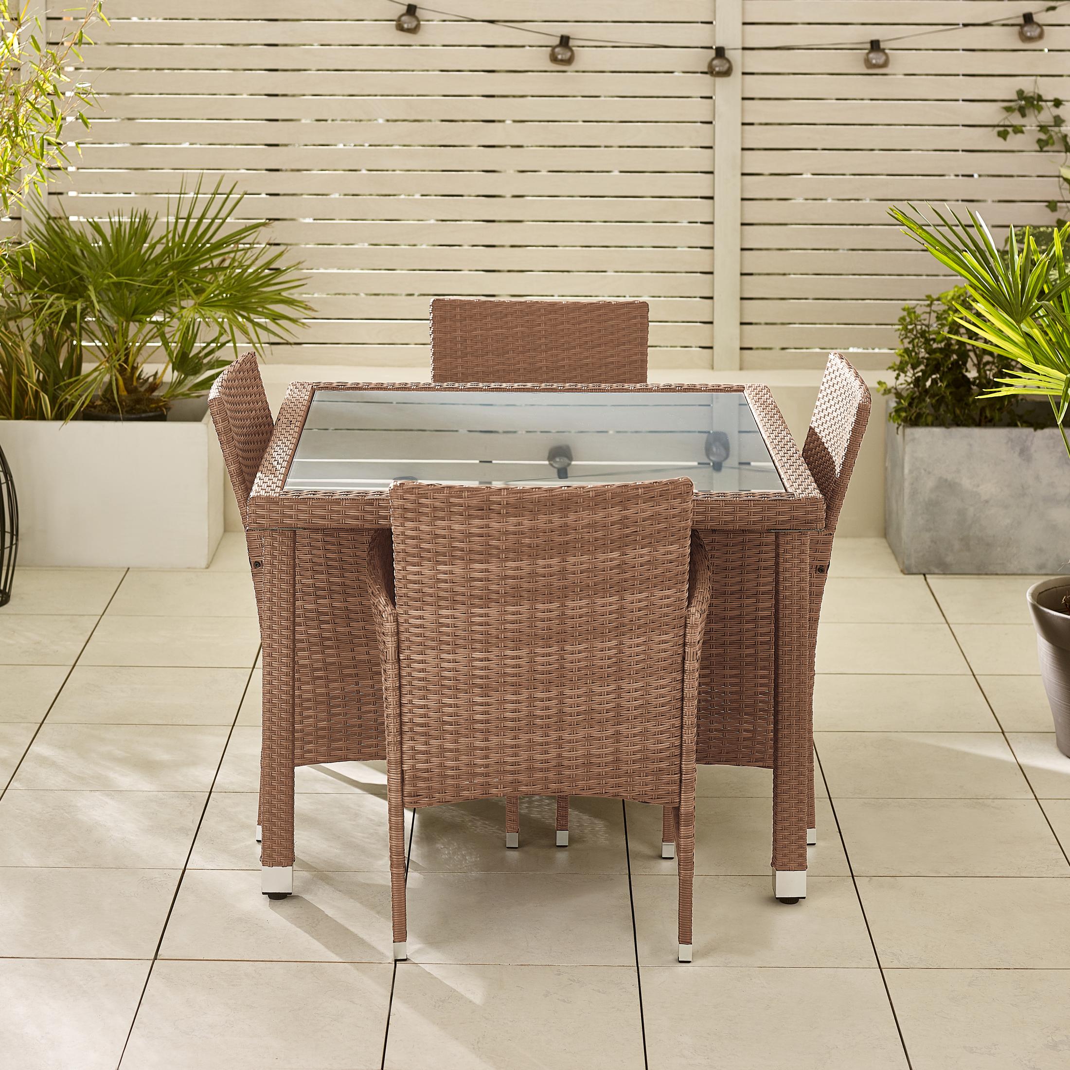 Barbados Beige Rattan 4 Seat Garden Dining Set