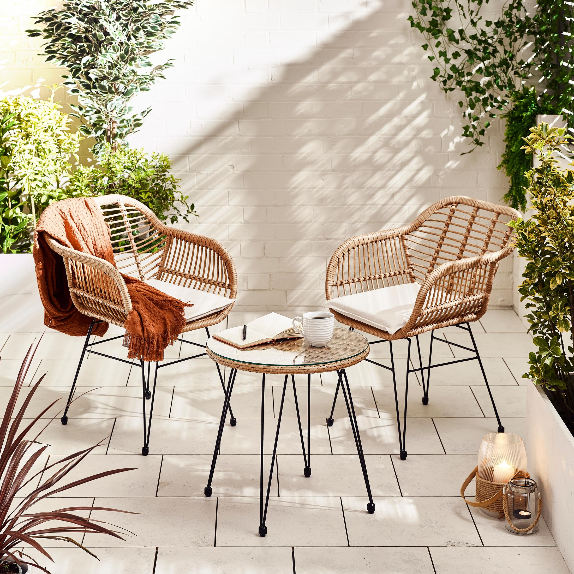 Belize Beige Rattan 2 Seat Garden Bistro Set