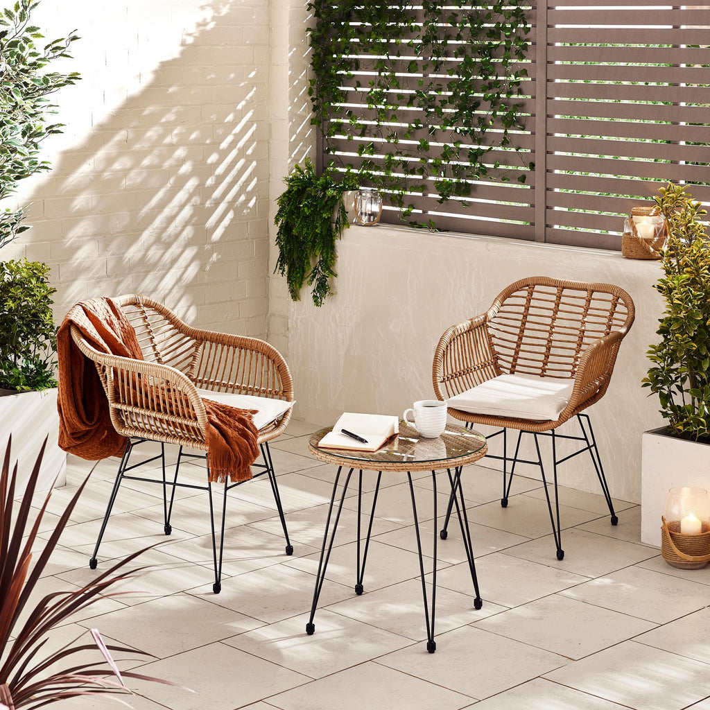 Belize Beige Rattan 2 Seat Garden Bistro Set