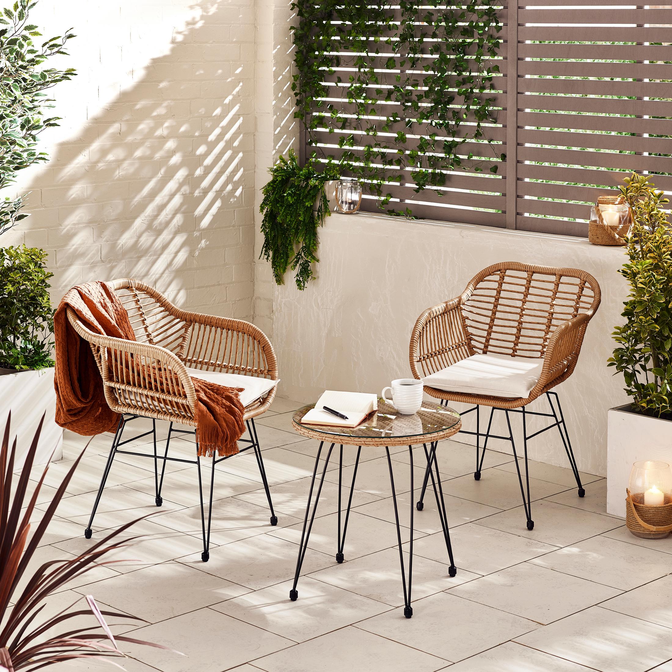 Belize Beige Rattan 2 Seat Garden Bistro Set