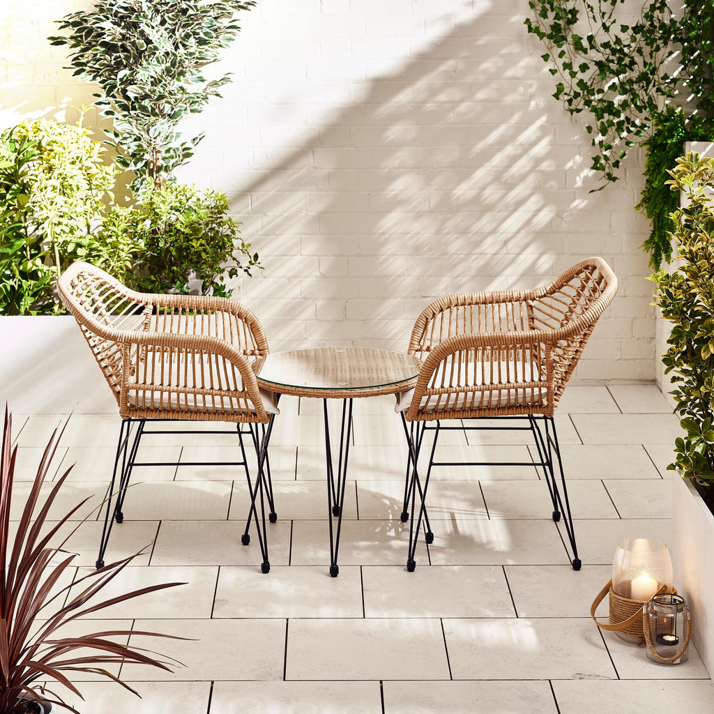 Belize Beige Rattan 2 Seat Garden Bistro Set