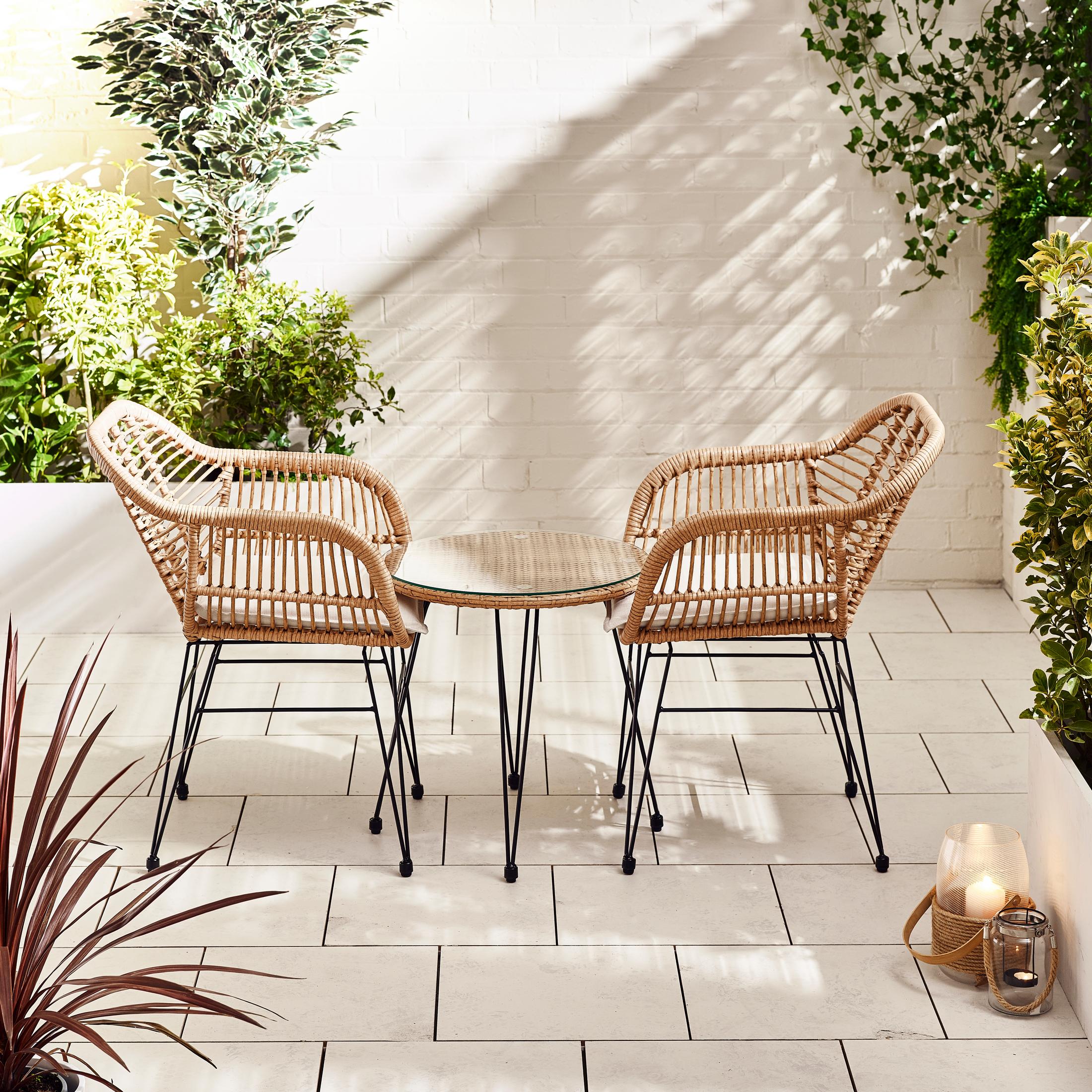Belize Beige Rattan 2 Seat Garden Bistro Set