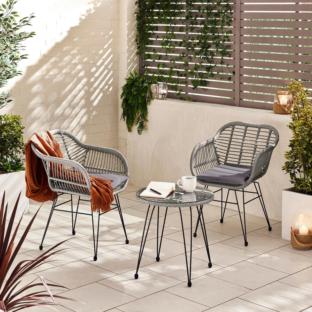 Belize Grey Rattan 2 Seat Garden Bistro Set