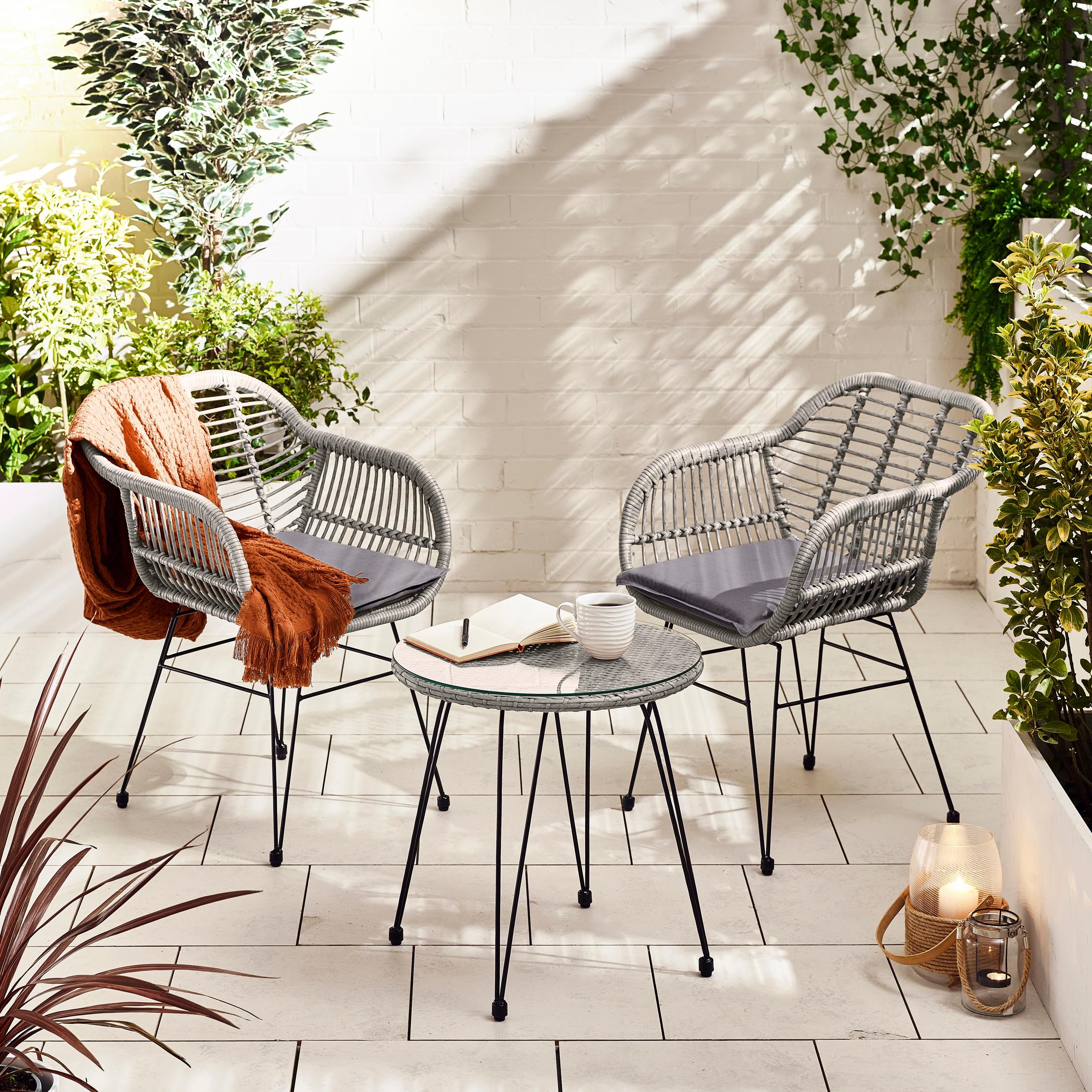 Belize Grey Rattan 2 Seat Garden Bistro Set