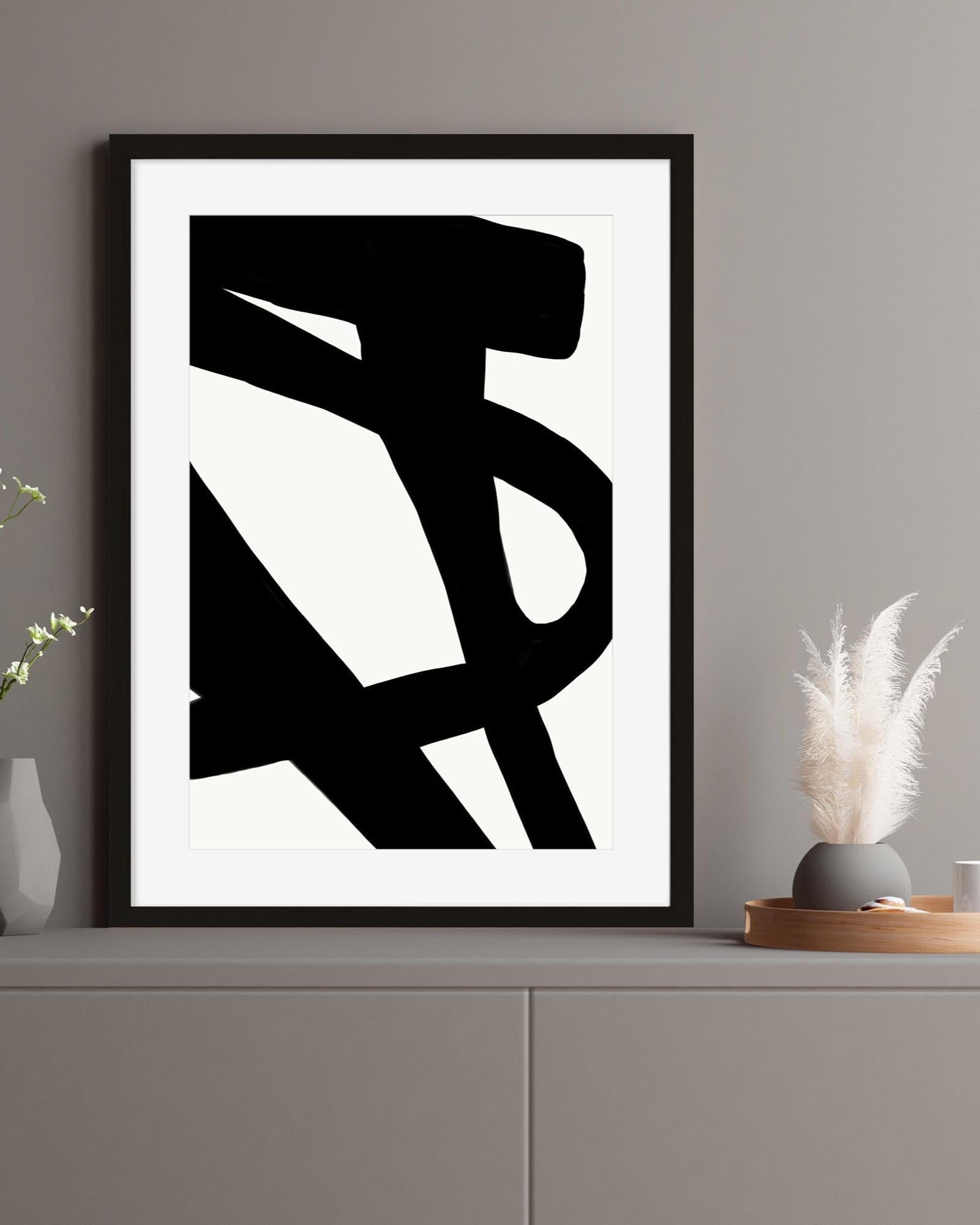 Black Line Art Abstract Art Print