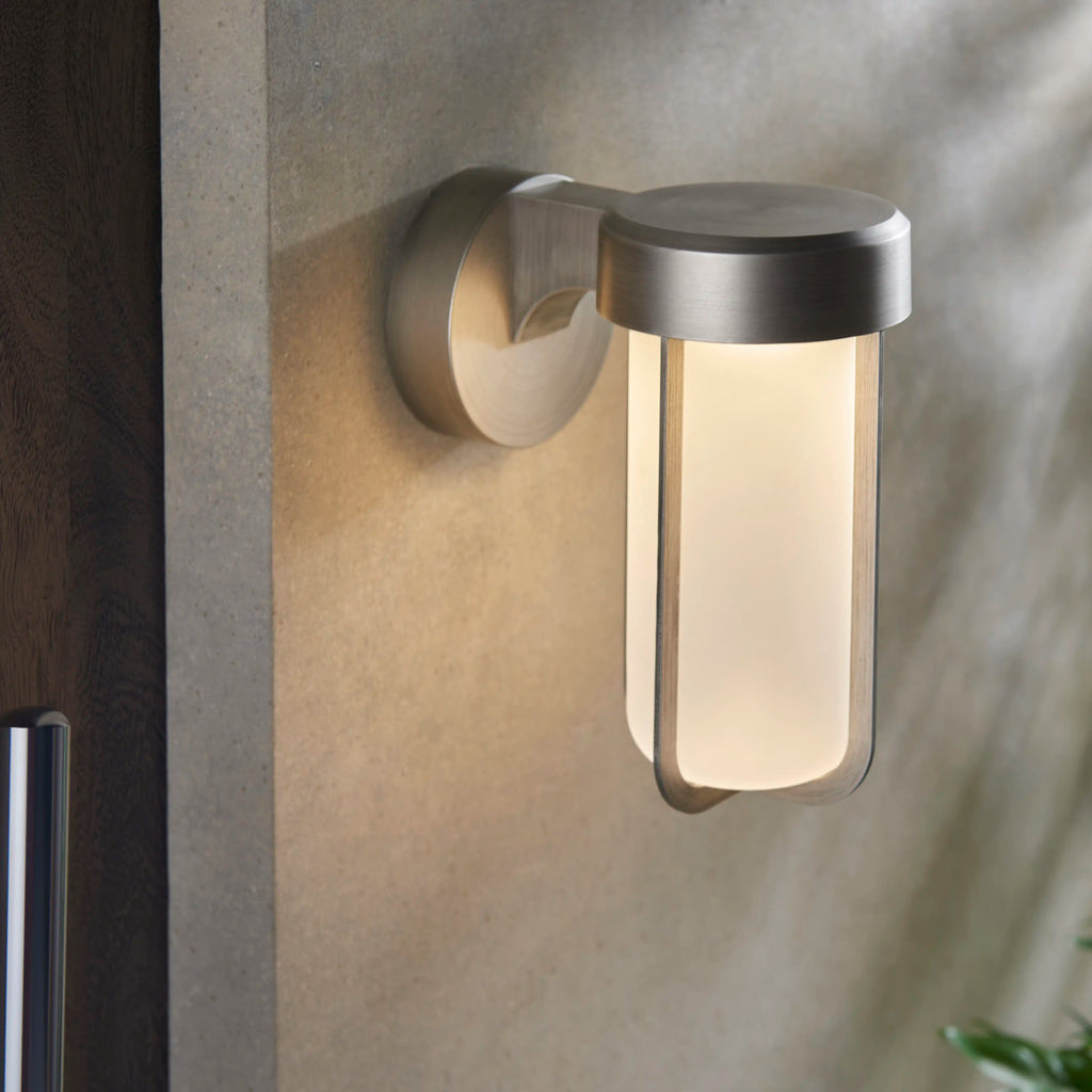 Truro Outdoor Wall Light | Frosted Glass & Brushed Chrome