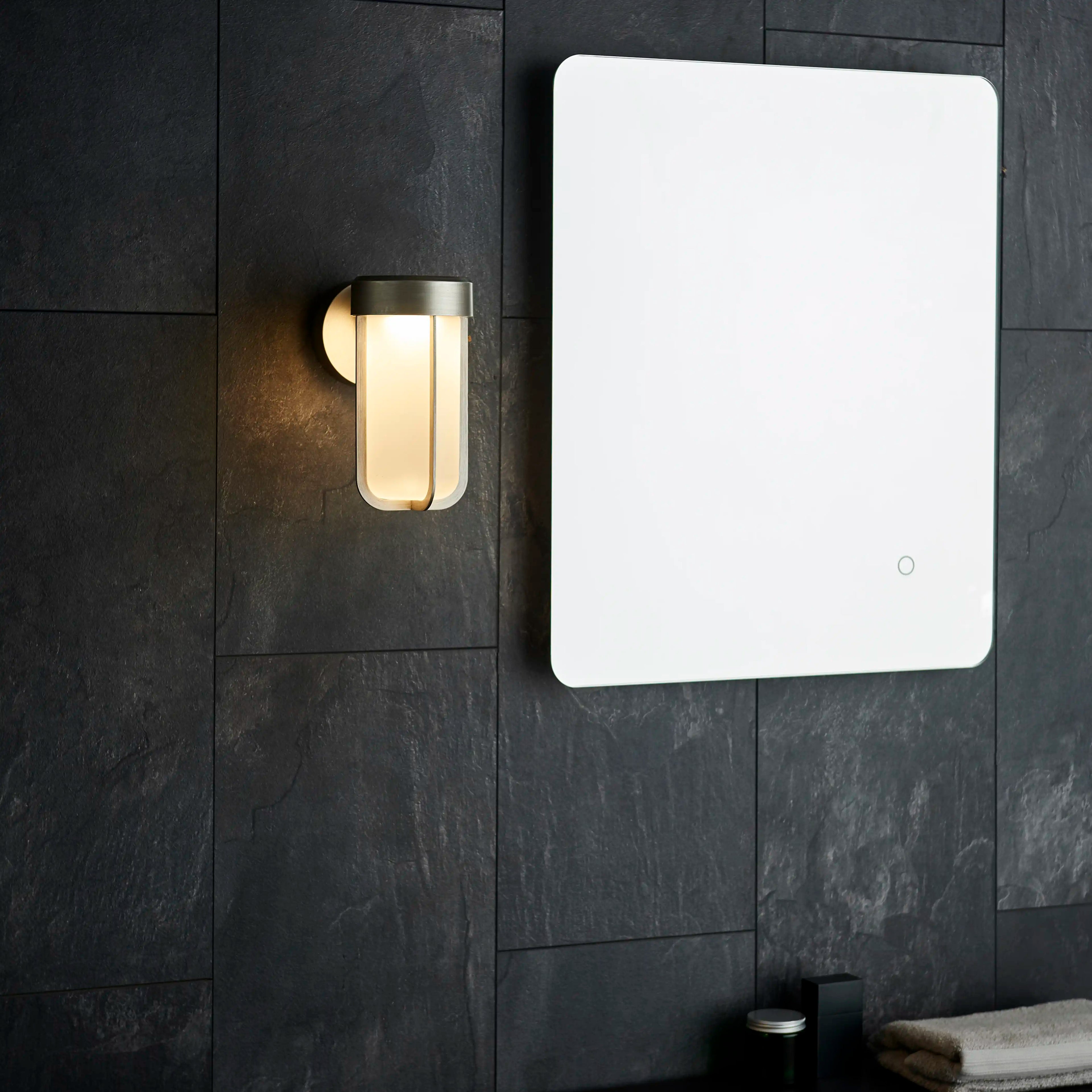 Truro Outdoor Wall Light | Frosted Glass & Brushed Chrome