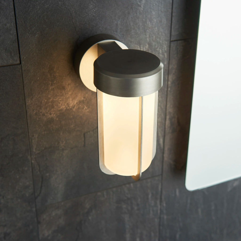Truro Outdoor Wall Light | Frosted Glass & Brushed Chrome
