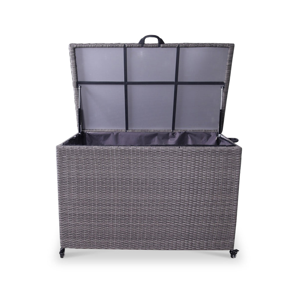 Charcoal Weave 510L Cushion Storage Box with Gas Lift